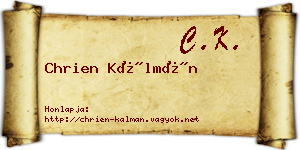 Chrien Kálmán névjegykártya
